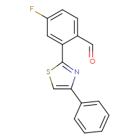 Chemical structure of 4-fluoro-2-(4-phenyl-1,3-thiazol-2-yl)benzaldehyde - CSSB09881991679