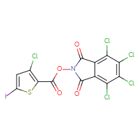 Chemical structure of 4,5,6,7-tetrachloro-1,3-dioxo-2,3-dihydro-1H-isoindol-2-yl 3-chloro-5-iodothiophene-2-carboxylate - CSSB20271340506