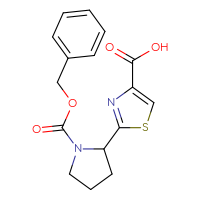 Chemical structure of 2-{1-[(benzyloxy)carbonyl]pyrrolidin-2-yl}-1,3-thiazole-4-carboxylic acid - CSSB02127455911
