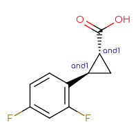 Chemical structure of rac-(1R,2R)-2-(2,4-difluorophenyl)cyclopropane-1-carboxylic acid - CSSB02125423936