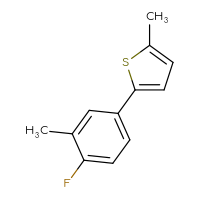 Chemical structure of 2-(4-fluoro-3-methylphenyl)-5-methylthiophene - CSSB06581652561