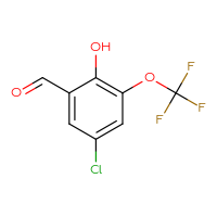 Chemical structure of 5-chloro-2-hydroxy-3-(trifluoromethoxy)benzaldehyde - CSSB15011174708