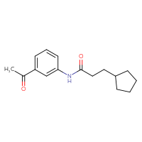 Chemical structure of N-(3-acetylphenyl)-3-cyclopentylpropanamide - CSSB00000482707