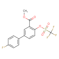Chemical structure of methyl 4'-fluoro-4-(trifluoromethanesulfonyloxy)-[1,1'-biphenyl]-3-carboxylate - CSSB21163873669