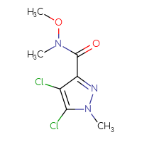 Chemical structure of 4,5-dichloro-N-methoxy-N,1-dimethyl-1H-pyrazole-3-carboxamide - CSSB00118922734