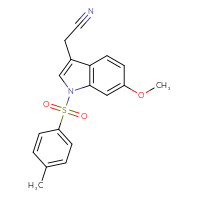 Chemical structure of 2-[6-methoxy-1-(4-methylbenzenesulfonyl)-1H-indol-3-yl]acetonitrile - CSSB21332176877