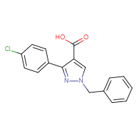 Chemical structure of 1-benzyl-3-(4-chlorophenyl)-1H-pyrazole-4-carboxylic acid - CSSB00000189674