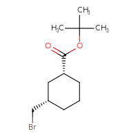 Chemical structure of tert-butyl (1R,3S)-3-(bromomethyl)cyclohexane-1-carboxylate - CSSB21203670115