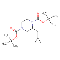 Chemical structure of 1,4-di-tert-butyl 2-(cyclopropylmethyl)piperazine-1,4-dicarboxylate - CSSB09891829519