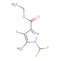 Chemical structure of ethyl 1-(difluoromethyl)-4-iodo-5-methyl-1H-pyrazole-3-carboxylate - CSSB06359290667