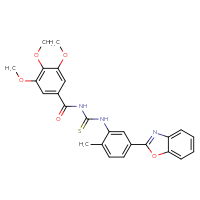 Chemical structure of 1-[5-(1,3-benzoxazol-2-yl)-2-methylphenyl]-3-(3,4,5-trimethoxybenzoyl)thiourea - CSSB00121706434