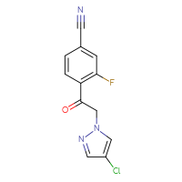 Chemical structure of 4-[2-(4-chloro-1H-pyrazol-1-yl)acetyl]-3-fluorobenzonitrile - CSSB21332173777