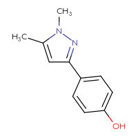 Chemical structure of 4-(1,5-dimethyl-1H-pyrazol-3-yl)phenol - CSSB01415950675