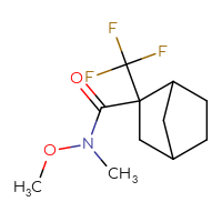 Chemical structure of N-methoxy-N-methyl-2-(trifluoromethyl)bicyclo[2.2.1]heptane-2-carboxamide - CSSB01213301117