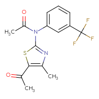 Chemical structure of N-(5-acetyl-4-methyl-1,3-thiazol-2-yl)-N-[3-(trifluoromethyl)phenyl]acetamide - CSSB00025748254