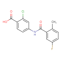Chemical structure of 2-chloro-4-(5-fluoro-2-methylbenzamido)benzoic acid - CSSB00016988802