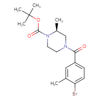 Chemical structure of tert-butyl (2S)-4-(4-bromo-3-methylbenzoyl)-2-methylpiperazine-1-carboxylate - CSSB00326586790