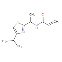 Chemical structure of N-{1-[4-(propan-2-yl)-1,3-thiazol-2-yl]ethyl}prop-2-enamide - CSSB14815064046