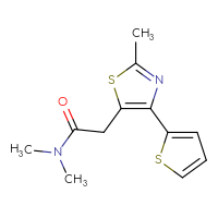 Chemical structure of N,N-dimethyl-2-[2-methyl-4-(thiophen-2-yl)-1,3-thiazol-5-yl]acetamide - CSSB01998974023