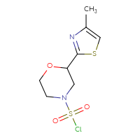 Chemical structure of 2-(4-methyl-1,3-thiazol-2-yl)morpholine-4-sulfonyl chloride - CSSB14998404592