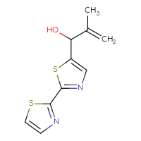 Chemical structure of 2-methyl-1-[2-(1,3-thiazol-2-yl)-1,3-thiazol-5-yl]prop-2-en-1-ol - CSSB20605383023