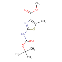 Chemical structure of methyl 2-{[(tert-butoxy)carbonyl]amino}-5-methyl-1,3-thiazole-4-carboxylate - CSSB06581878330
