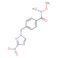 Chemical structure of N-methoxy-N-methyl-4-[(3-nitro-1H-1,2,4-triazol-1-yl)methyl]benzamide - CSSB02051218589