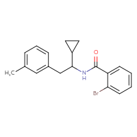 Chemical structure of 2-bromo-N-[1-cyclopropyl-2-(3-methylphenyl)ethyl]benzamide - CSSB01654082979