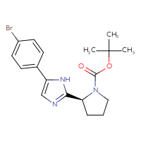 Chemical structure of tert-butyl (2S)-2-[5-(4-bromophenyl)-1H-imidazol-2-yl]pyrrolidine-1-carboxylate - CSSB00015190945