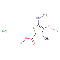 Chemical structure of methyl 4-methoxy-3-methyl-5-(methylamino)thiophene-2-carboxylate hydrochloride - CSSB20963520054