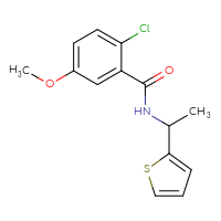 Chemical structure of 2-chloro-5-methoxy-N-[1-(thiophen-2-yl)ethyl]benzamide - CSSB06410869020