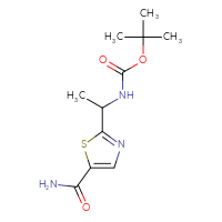 Chemical structure of tert-butyl N-[1-(5-carbamoyl-1,3-thiazol-2-yl)ethyl]carbamate - CSSB09890104807