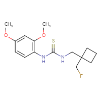 Chemical structure of 1-(2,4-dimethoxyphenyl)-3-{[1-(fluoromethyl)cyclobutyl]methyl}thiourea - CSSB21432509468