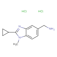 Chemical structure of 1-(2-cyclopropyl-1-methyl-1H-1,3-benzodiazol-5-yl)methanamine dihydrochloride - CSSS00000728027