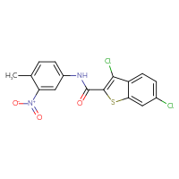 Chemical structure of 3,6-dichloro-N-(4-methyl-3-nitrophenyl)-1-benzothiophene-2-carboxamide - CSSB00103159488