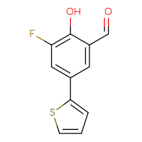 Chemical structure of 3-fluoro-2-hydroxy-5-(thiophen-2-yl)benzaldehyde - CSSB06583392982