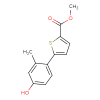 Chemical structure of methyl 5-(4-hydroxy-2-methylphenyl)thiophene-2-carboxylate - CSSB04761059386