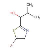 Chemical structure of 1-(5-bromo-1,3-thiazol-2-yl)-2-methylpropan-1-ol - CSSB00024530824