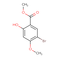 Chemical structure of methyl 5-bromo-2-hydroxy-4-methoxybenzoate - CSSB00010007936