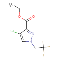 Chemical structure of ethyl 4-chloro-1-(2,2,2-trifluoroethyl)-1H-pyrazole-3-carboxylate - CSSB00025724237