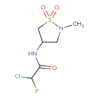 Chemical structure of 2-chloro-2-fluoro-N-(2-methyl-1,1-dioxo-1λ⁶,2-thiazolidin-4-yl)acetamide - CSSB09891650740