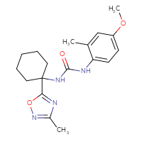 Chemical structure of 3-(4-methoxy-2-methylphenyl)-1-[1-(3-methyl-1,2,4-oxadiazol-5-yl)cyclohexyl]urea - CSSB00025687985