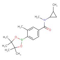 Chemical structure of N,3-dimethyl-N-(2-methylcyclopropyl)-4-(4,4,5,5-tetramethyl-1,3,2-dioxaborolan-2-yl)benzamide - CSSB02526914603