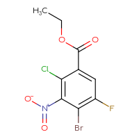 Chemical structure of ethyl 4-bromo-2-chloro-5-fluoro-3-nitrobenzoate - CSSB15043721742