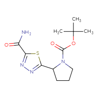 Chemical structure of tert-butyl 2-(5-carbamoyl-1,3,4-thiadiazol-2-yl)pyrrolidine-1-carboxylate - CSSB09891105608