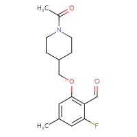 Chemical structure of 2-[(1-acetylpiperidin-4-yl)methoxy]-6-fluoro-4-methylbenzaldehyde - CSSB21349241297