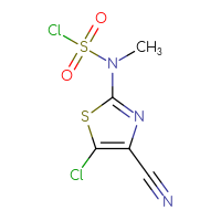 Chemical structure of N-(5-chloro-4-cyano-1,3-thiazol-2-yl)-N-methylsulfamoyl chloride - CSSB14987122660