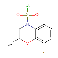 Chemical structure of 8-fluoro-2-methyl-3,4-dihydro-2H-1,4-benzoxazine-4-sulfonyl chloride - CSSB15015652232