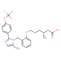 Chemical structure of (3R)-3-methyl-6-[2-({5-methyl-2-[4-(trifluoromethoxy)phenyl]-1H-imidazol-1-yl}methyl)phenoxy]hexanoic acid - CSSB00160523741