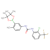 Chemical structure of 1-[2-chloro-3-(trifluoromethyl)phenyl]-3-[4-methyl-3-(4,4,5,5-tetramethyl-1,3,2-dioxaborolan-2-yl)phenyl]urea - CSSB21332045844